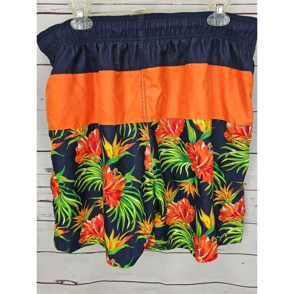 Faded Glory Men's Hawaiian Floral Swim Trunks - Elastic Waist & Drawstring - Picture 7 of 11